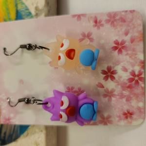 SANRIO KAWAII PURPLE/YELLOW BADTZ-MARU EARRINGS